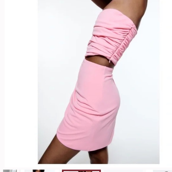 Zara Pink Bustier Crop Top & Draped Mini Skirt Set Small - Picture 5 of 6